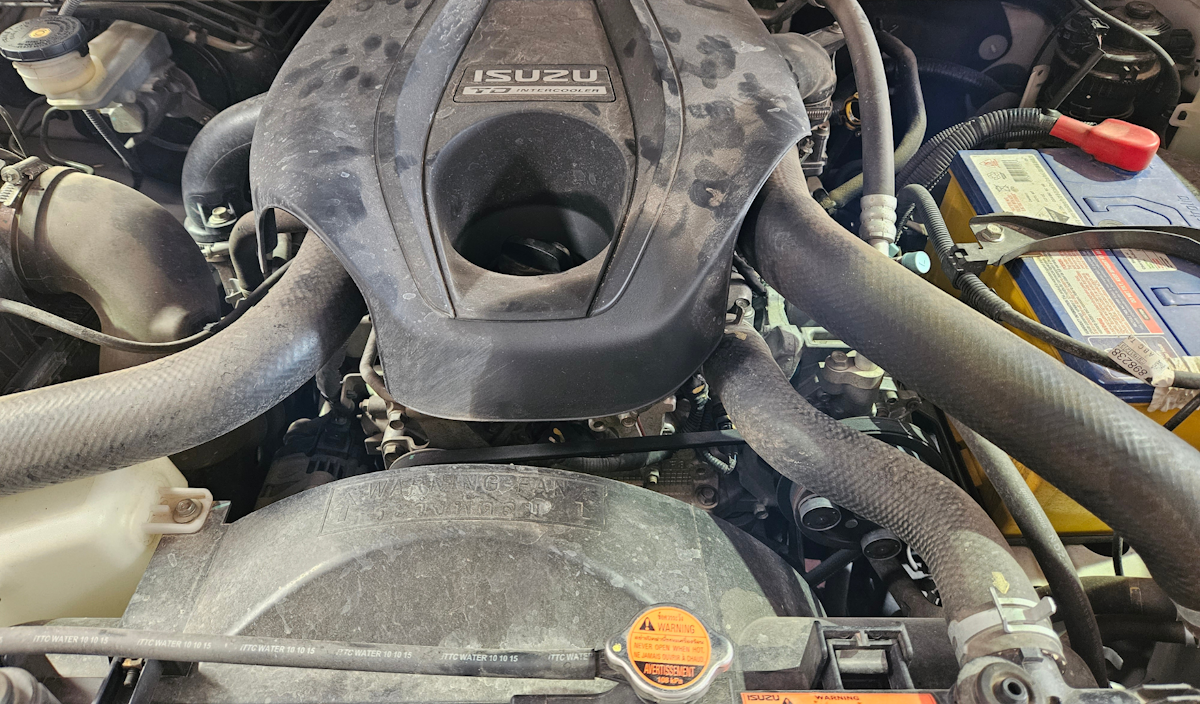 Isuzu D-Max undergoing a major service engine bay